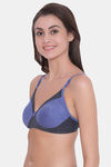 Clovia Single Layered Non Wired Full Coverage T-Shirt Bra - Navy Blue — thumbnail 3