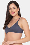 Clovia Double Layered Non Wired Full Coverage T-Shirt Bra - Blue — thumbnail 3