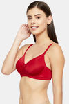 Clovia Padded Non Wired Full Coverage T-Shirt Bra - Red — thumbnail 3