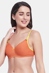 Clovia Padded Non Wired Full Coverage T-Shirt Bra - Orange — thumbnail 3
