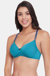 Clovia Padded Non Wired Full Coverage T-Shirt Bra - Blue — thumbnail 3