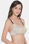 Clovia Push Up Non Wired Medium Coverage T-Shirt Bra - Nude — thumbnail 2