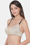 Clovia Push Up Non Wired Medium Coverage T-Shirt Bra - Nude — thumbnail 3