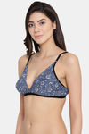 Clovia Double Layered Non Wired Medium Coverage T-Shirt Bra - Blue — thumbnail 3