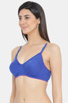 Clovia Single Layered Non Wired Full Coverage T-Shirt Bra - Blue — thumbnail 3