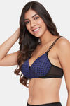 Clovia Padded Non Wired Full Coverage T-Shirt Bra - Blue — thumbnail 3