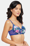 Clovia Padded Non Wired Full Coverage T-Shirt Bra - Navy Blue — thumbnail 2