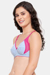 Clovia Double Layered Non Wired Full Coverage T-Shirt Bra - Blue — thumbnail 3