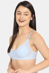 Clovia Single Layered Non Wired Full Coverage T-Shirt Bra - Blue — thumbnail 3