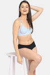 Clovia Single Layered Non Wired Full Coverage T-Shirt Bra - Blue — thumbnail 5