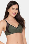 Clovia Double Layered Non Wired Full Coverage T-Shirt Bra - Green — thumbnail 2