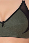 Clovia Double Layered Non Wired Full Coverage T-Shirt Bra - Green — thumbnail 5