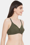 Clovia Double Layered Non Wired Full Coverage T-Shirt Bra - Green — thumbnail 2