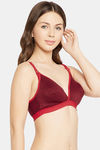 Clovia Single Layered Non Wired Full Coverage T-Shirt Bra - Maroon — thumbnail 2