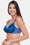 Clovia Padded Non Wired Full Coverage T-Shirt Bra - Blue — thumbnail 3