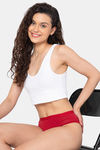 Clovia Medium Rise Three-Fourth Coverage Hipster Panty - Red — thumbnail 5