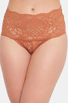 Clovia High Rise Lace Hipster Panty - Orange — thumbnail 1