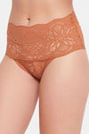Clovia High Rise Lace Hipster Panty - Orange — thumbnail 3