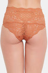 Clovia High Rise Lace Hipster Panty - Orange — thumbnail 4