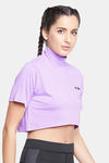 Clovia Comfort Fit Text Print Turtleneck Active Crop Top - Purple — thumbnail 2