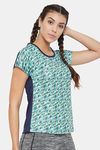 Clovia Comfort Fit Active Emoji Print T-shirt - Blue — thumbnail 2