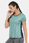 Clovia Comfort Fit Active Emoji Print T-shirt - Blue — thumbnail 3