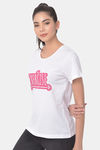 Clovia Comfort-Fit Active Text Print T-shirt - White — thumbnail 3