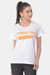 Clovia Comfort-Fit Active Text Print T-shirt - White — thumbnail 1