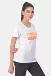 Clovia Comfort-Fit Active Text Print T-shirt - White — thumbnail 2
