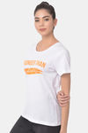 Clovia Comfort-Fit Active Text Print T-shirt - White — thumbnail 3