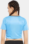 Clovia Comfort-Fit Active Cropped T-shirt - Blue — thumbnail 4