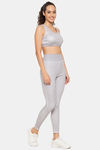 Clovia Padded Sports Bra & Ankle-Length High-Rise Sports Tights Set - Grey — thumbnail 2
