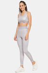Clovia Padded Sports Bra & Ankle-Length High-Rise Sports Tights Set - Grey — thumbnail 3