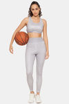 Clovia Padded Sports Bra & Ankle-Length High-Rise Sports Tights Set - Grey — thumbnail 5