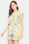 Clovia Crepe Loungewear Dress - White — thumbnail 3
