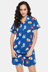 Clovia Cotton Shorts Set - Blue — thumbnail 1