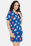 Clovia Cotton Shorts Set - Blue — thumbnail 2