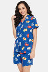 Clovia Cotton Shorts Set - Blue — thumbnail 3
