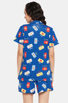 Clovia Cotton Shorts Set - Blue — thumbnail 4