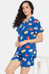 Clovia Cotton Shorts Set - Blue — thumbnail 5