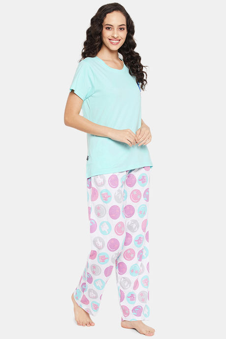 Clovia Cotton Pyjama Set - Green — image 2