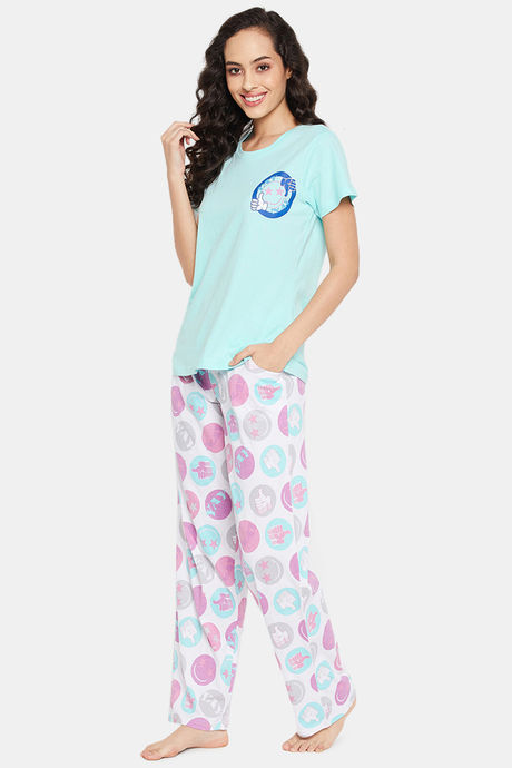 Clovia Cotton Pyjama Set - Green — image 3
