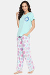 Clovia Cotton Pyjama Set - Green — thumbnail 3