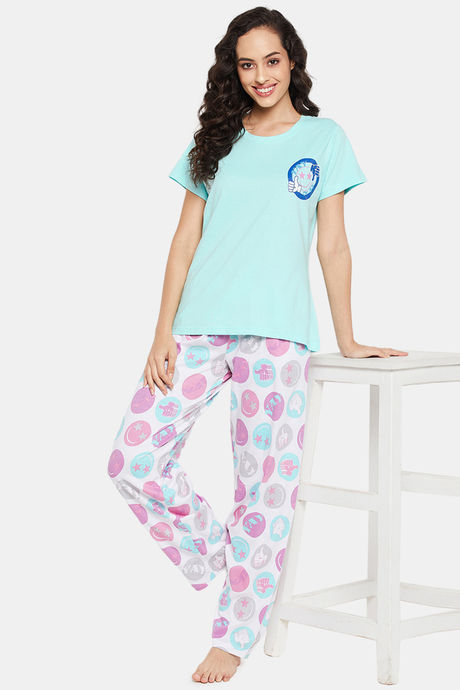 Clovia Cotton Pyjama Set - Green — image 6