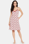 Clovia Cotton Knee Length Nightdress - Pink — thumbnail 1