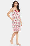Clovia Cotton Knee Length Nightdress - Pink — thumbnail 2
