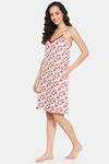 Clovia Cotton Knee Length Nightdress - Pink — thumbnail 3