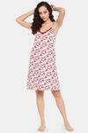 Clovia Cotton Knee Length Nightdress - Pink — thumbnail 6