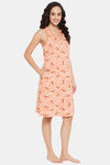 Clovia Cotton Knee Length Nightdress - Peach — thumbnail 2