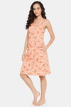 Clovia Cotton Knee Length Nightdress - Peach — thumbnail 3